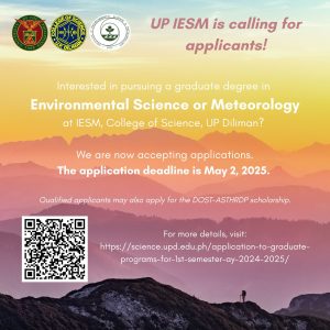 Read more about the article The Institute of Environmental Science and Meteorology is now Accepting Applicants for the 1st Semester, 2025-2026 intake