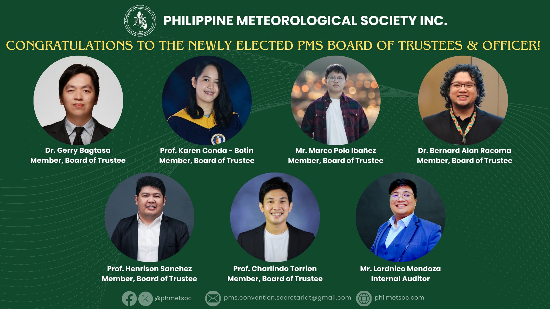 IESM Faculty and Alumni Elected to the Philippine Meteorological Society Board of Trustees